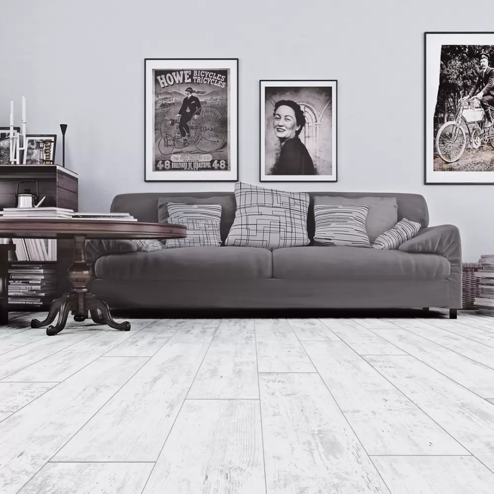 Floorpan Natural Jointed Laminate Flooring Antique White 10mm. 32 Class AC4